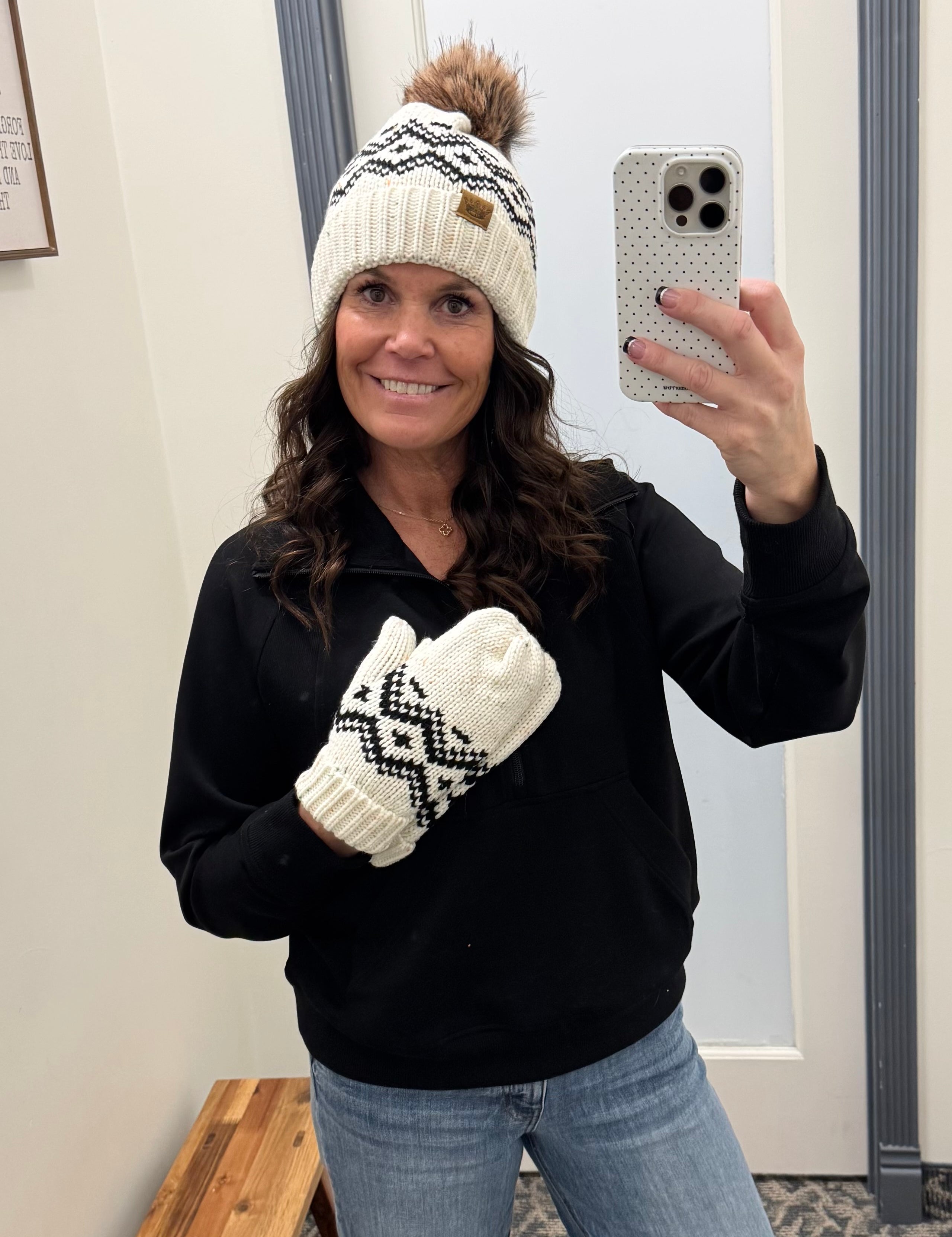 Cream & Speckled Pom Hat Accessories - Hat PANACHE