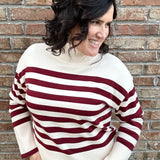 Caden Ivory Red Stripe Sweater