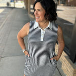 Navy & White Stripe Sleeveless Rugby Dress Dresses DOE & RAE