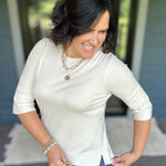 Cream Crew Neck Knit Top Top - Sweater DOE & RAE