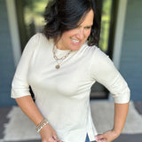 Cream Crew Neck Knit Top Top - Sweater DOE & RAE