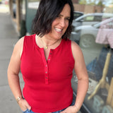 Red Denning Henley Tank Tops- Tanks FLAG AND ANTHEM