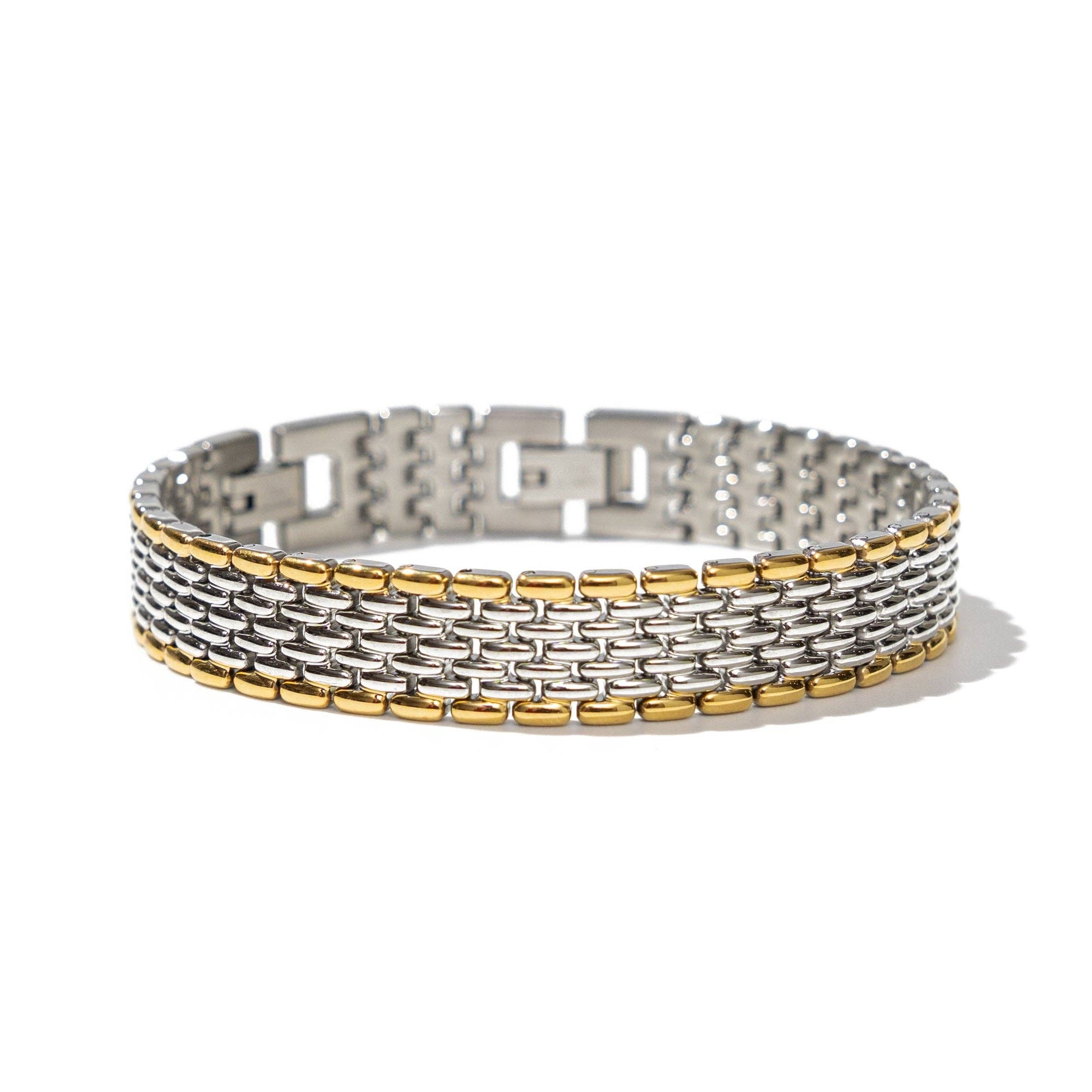 Waterproof Chunky Two-Tone Bracelet Jewelry- Bracelet Brenda Grands Jewelry