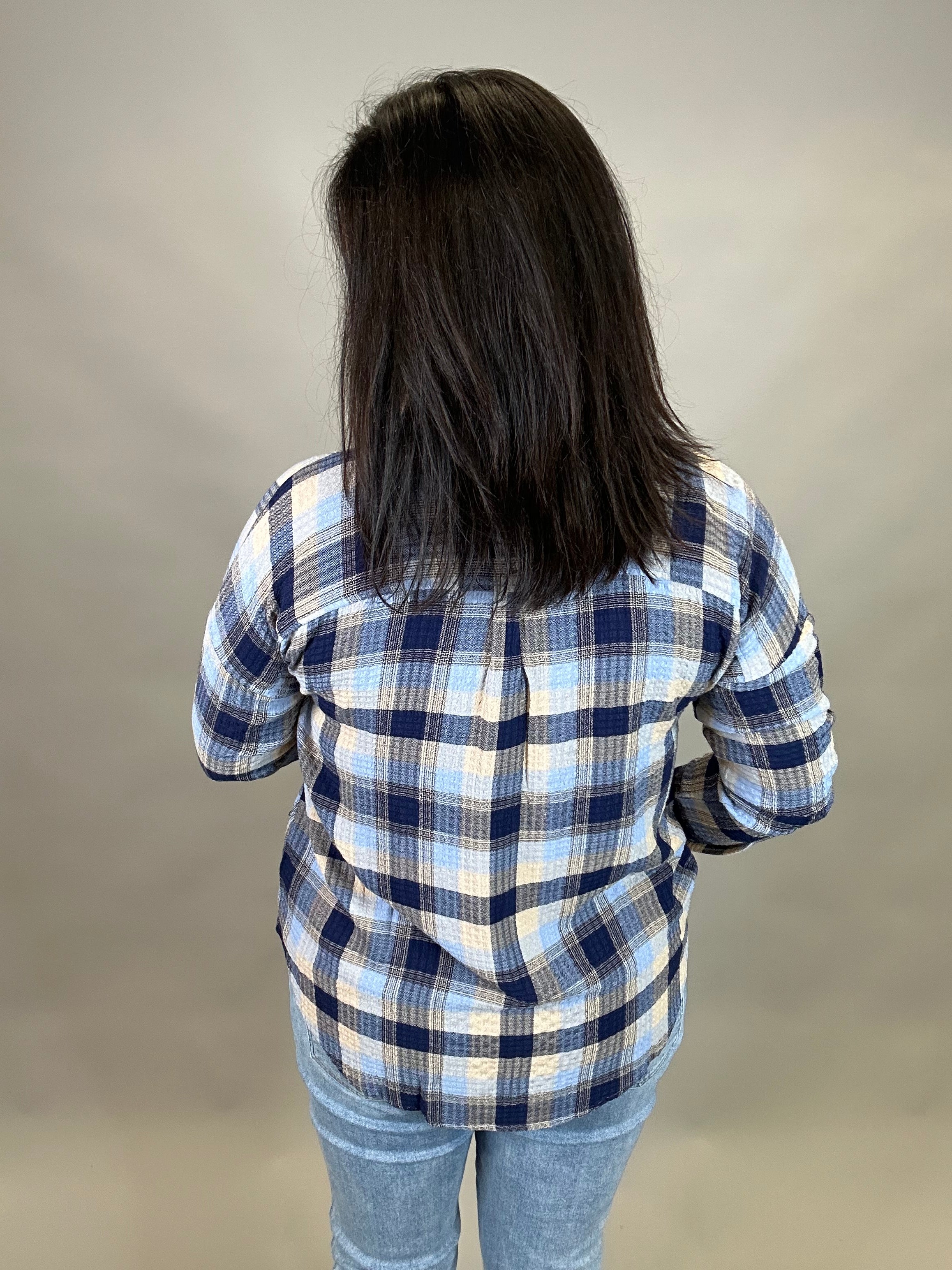 Navy/Blue Leetonia Boyfriend Top Tops - Button Ups FLAG AND ANTHEM
