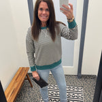 Black/Ivory Color Trim Terry Top Top- Sweatshirts STACCATO