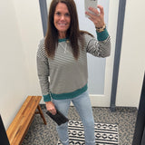 Black/Ivory Color Trim Terry Top Top- Sweatshirts STACCATO
