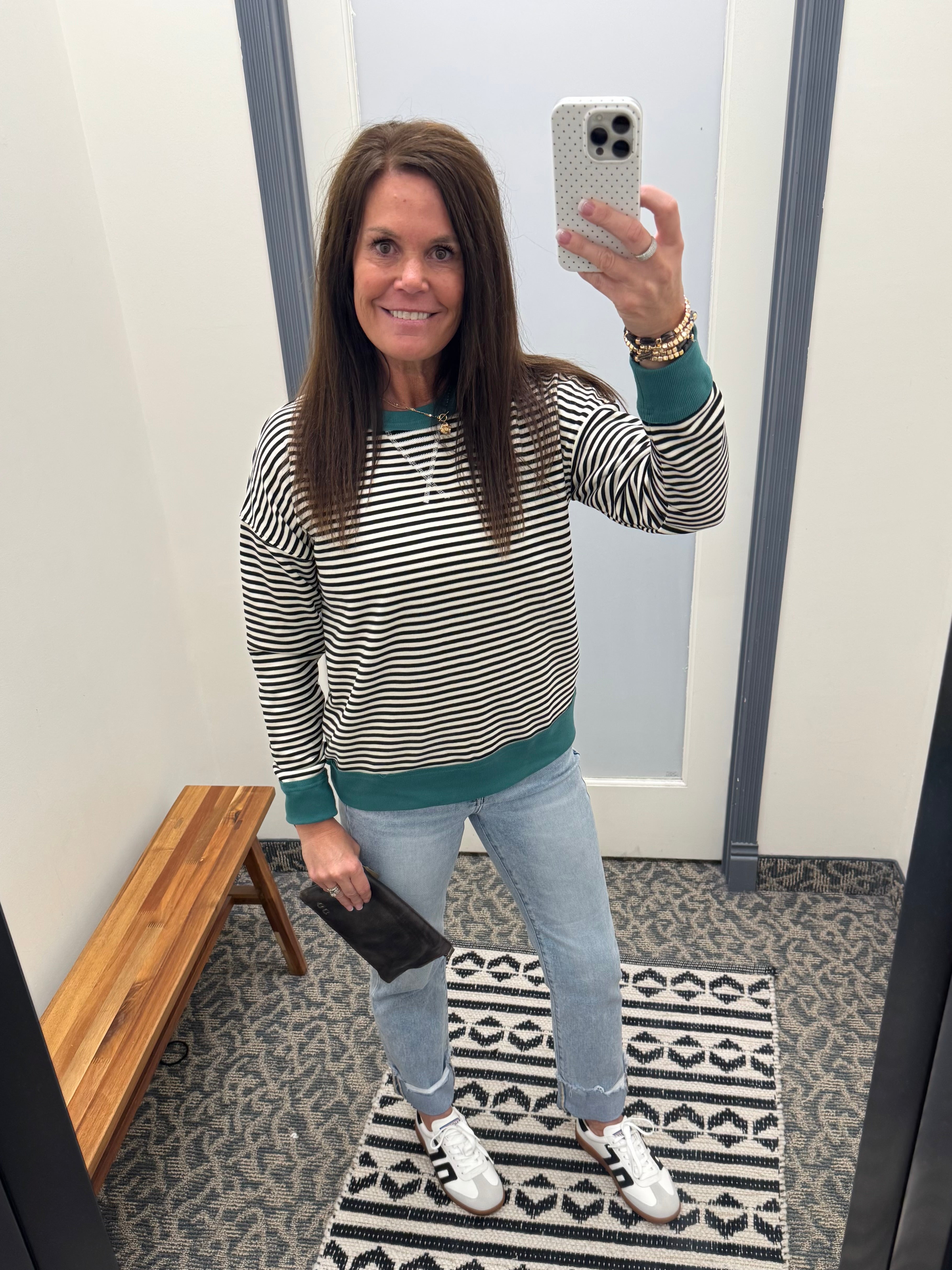 Black/Ivory Color Trim Terry Top Top- Sweatshirts STACCATO