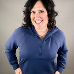 Smoky Navy Quarter Zip Hoodie Jacket Top - Sweatshirt RAE MODE