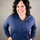 Smoky Navy Quarter Zip Hoodie Jacket Top - Sweatshirt RAE MODE