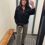 Coffee Leopard Wide Leg Jeans Bottom- Pants RISEN