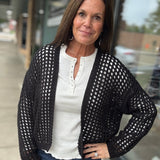 Black Crochet Open Cardigan