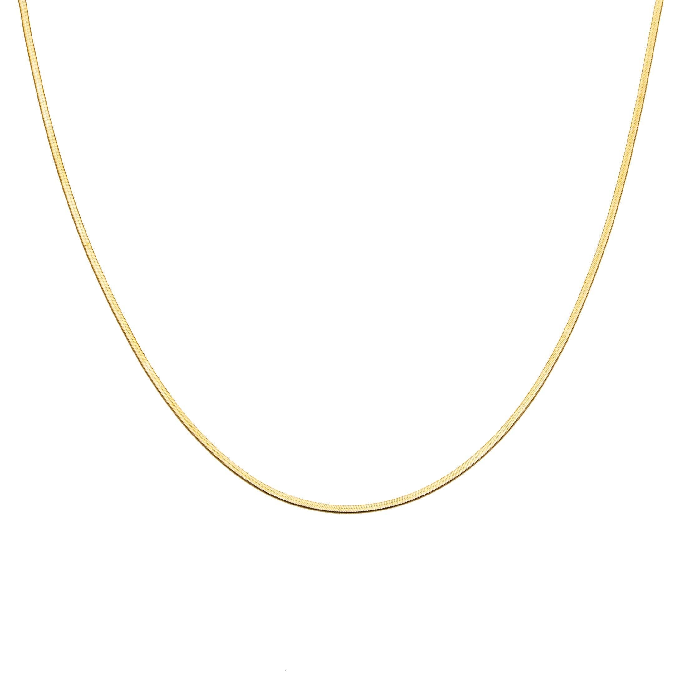 Waterproof Gold Micro Herringbone Necklace: Silver Brenda Grands Waterproof Jewelry