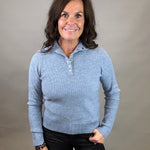 Blue Castleberry Mock Neck Sweater Top - Sweater FLAG AND ANTHEM