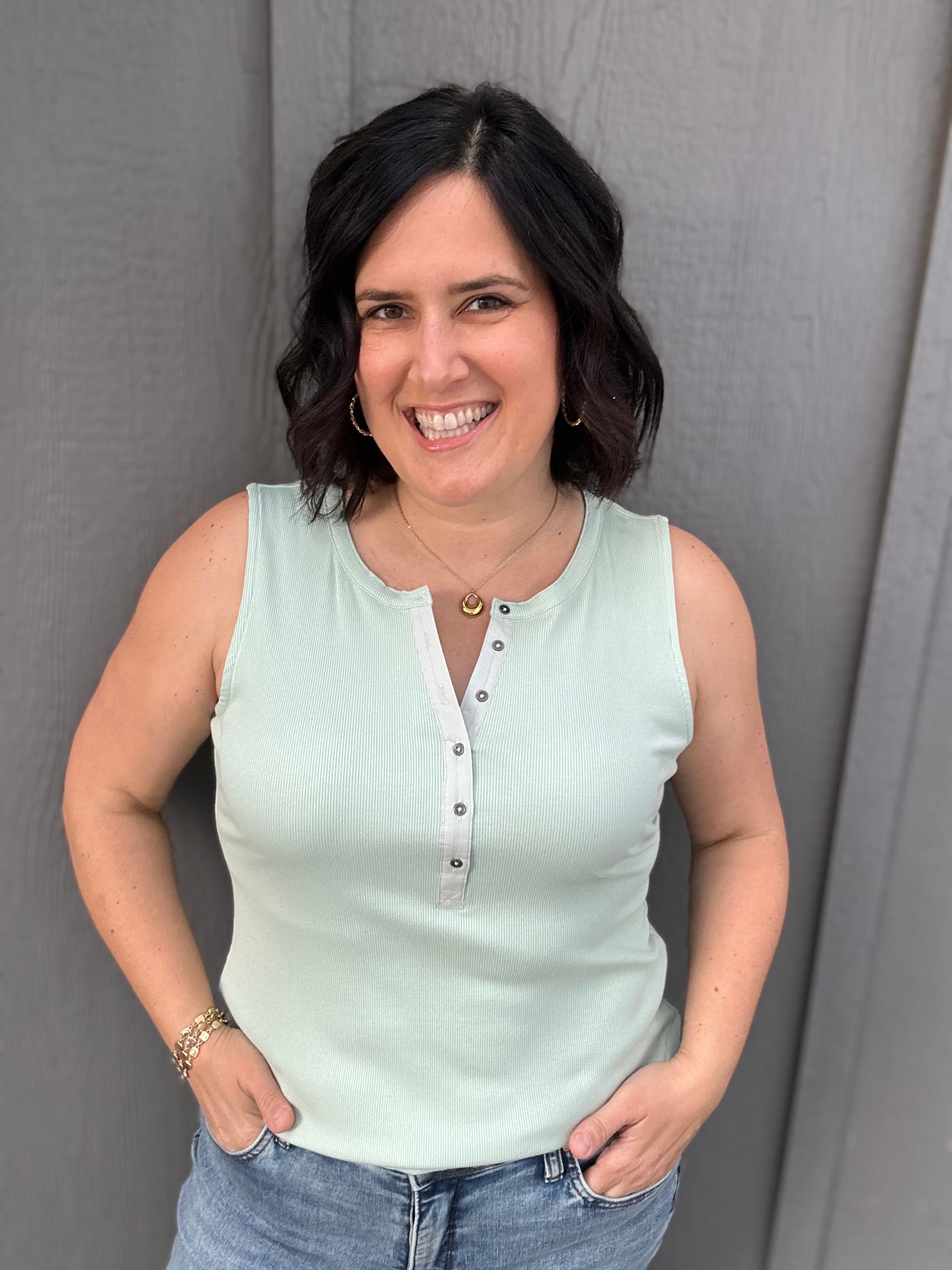 Sage Denning Henley Tank Tops- Tanks FLAG AND ANTHEM