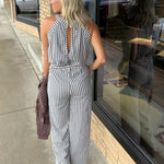 Blue Stripe Jacquard Jumpsuit DOE & RAE