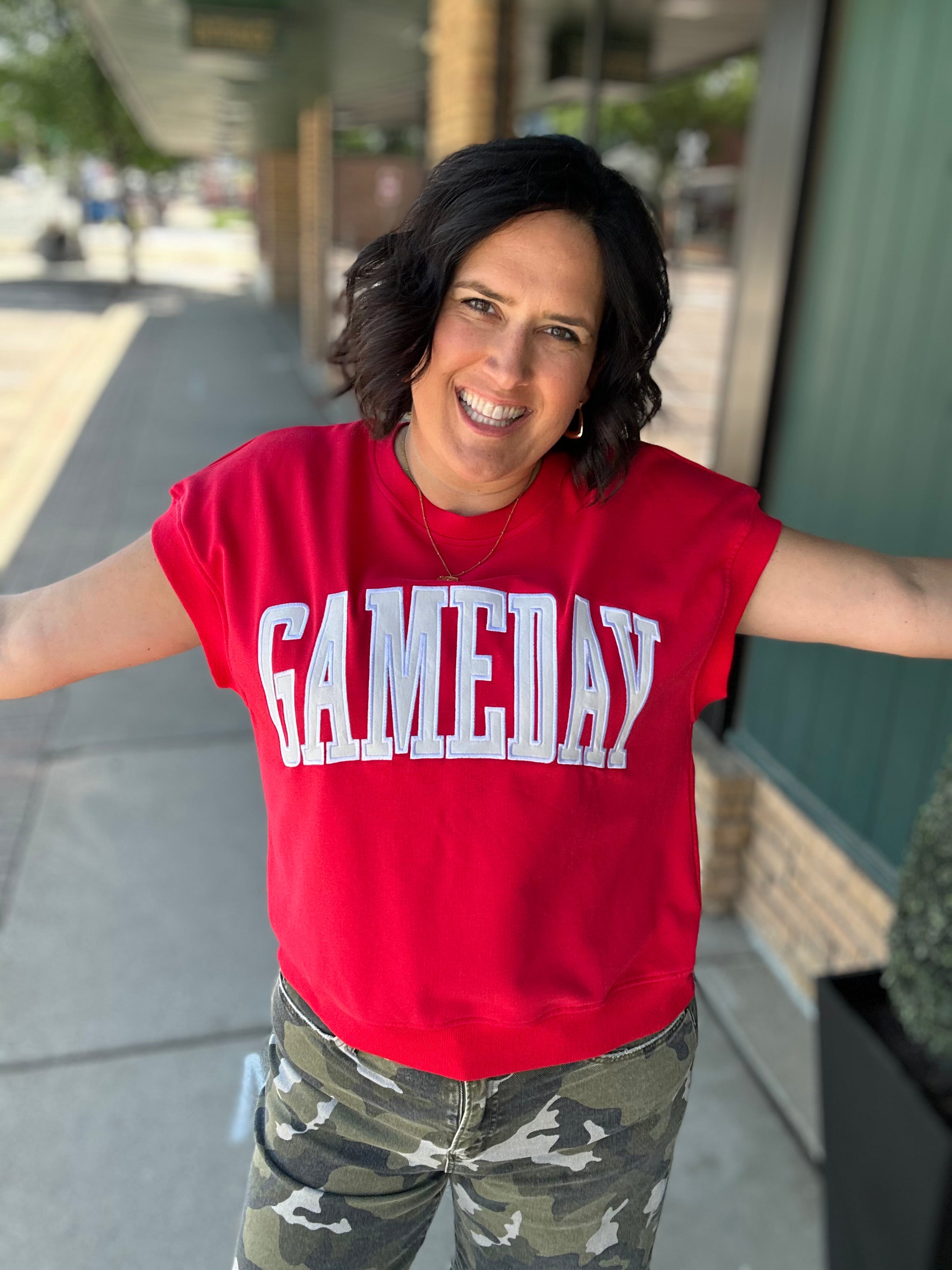 Red Game Day Top Tops- Sweatshirt PANACHE