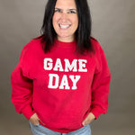 Red Game Day Sweatshirt Top- Sweatshirts PANACHE