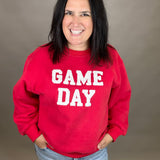 Red Game Day Sweatshirt Top- Sweatshirts PANACHE