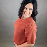 Clay Boxy Short Sleeve Sweater Top - Sweater EE:SOME