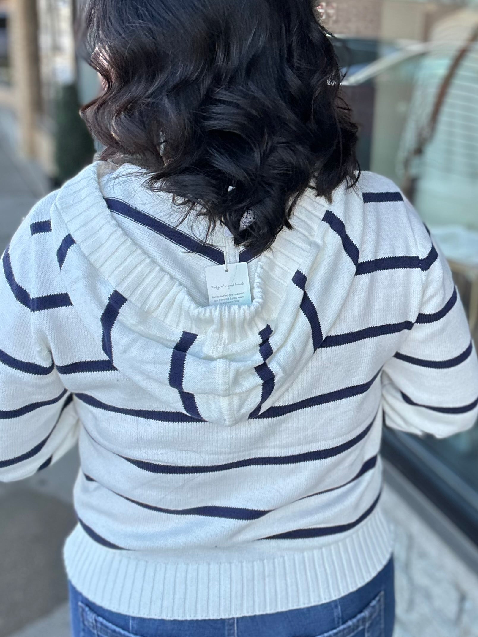 Ivory Navy Rylee Hoodie Top - Sweater THREAD & SUPPLY