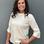Cream Crew Neck Knit Top Top - Sweater DOE & RAE