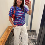 Royal/White/Red Crew Neck Top - Tee STACCATO