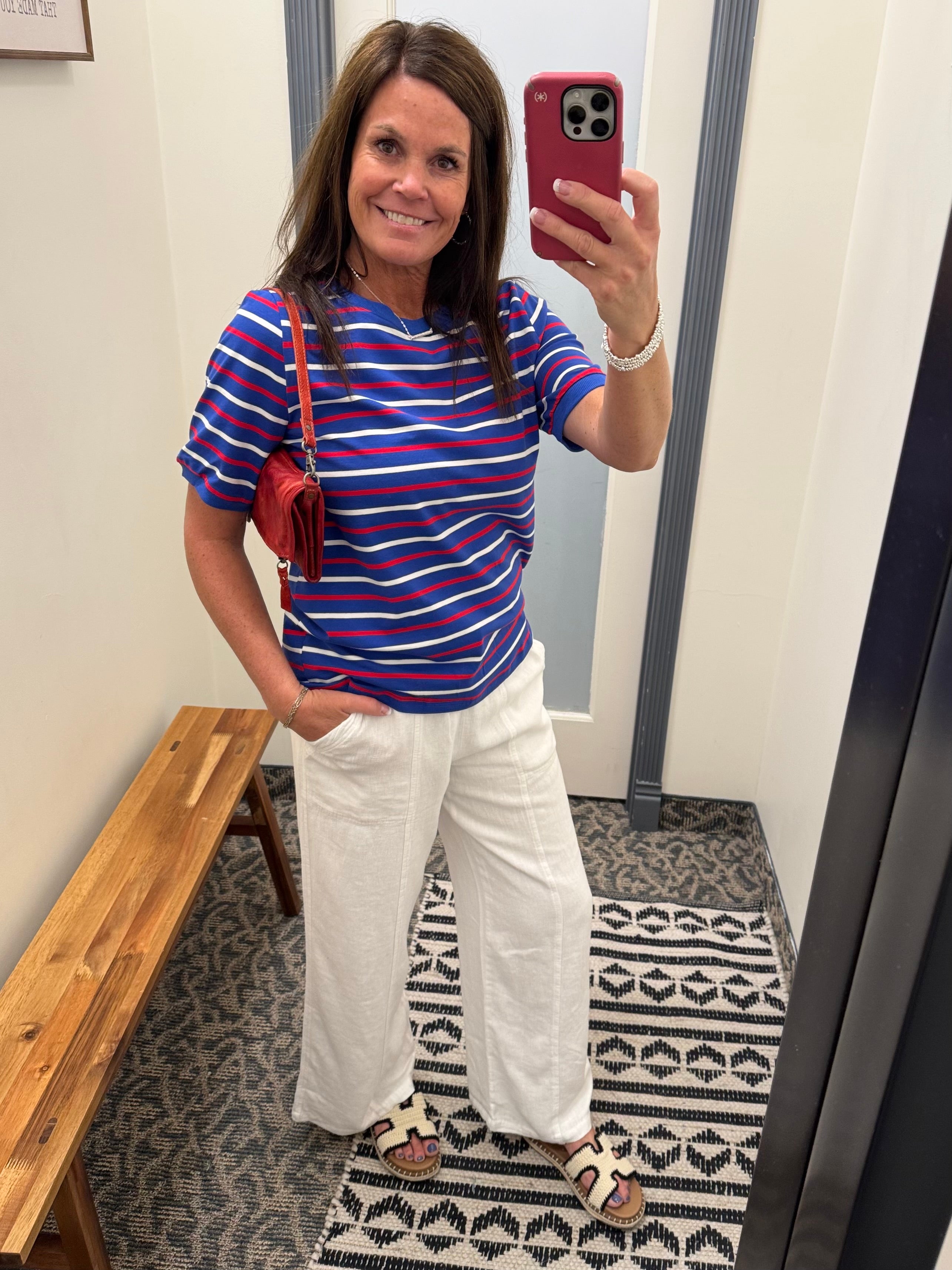 Royal/White/Red Crew Neck Top - Tee STACCATO
