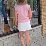 Pink Collared Half Zip Sleeveless Top Tops- Blouses STAR DROP