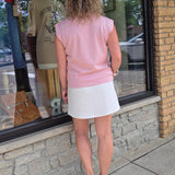 Pink Collared Half Zip Sleeveless Top Tops- Blouses STAR DROP