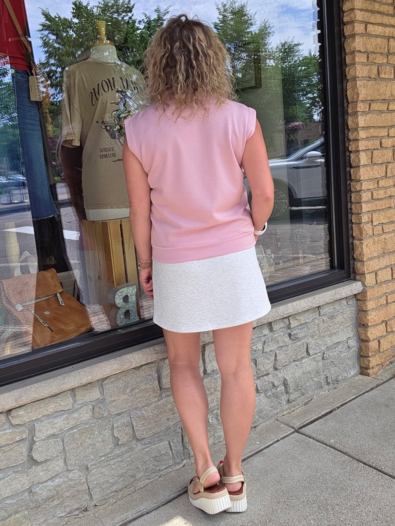 Pink Collared Half Zip Sleeveless Top Tops- Blouses STAR DROP