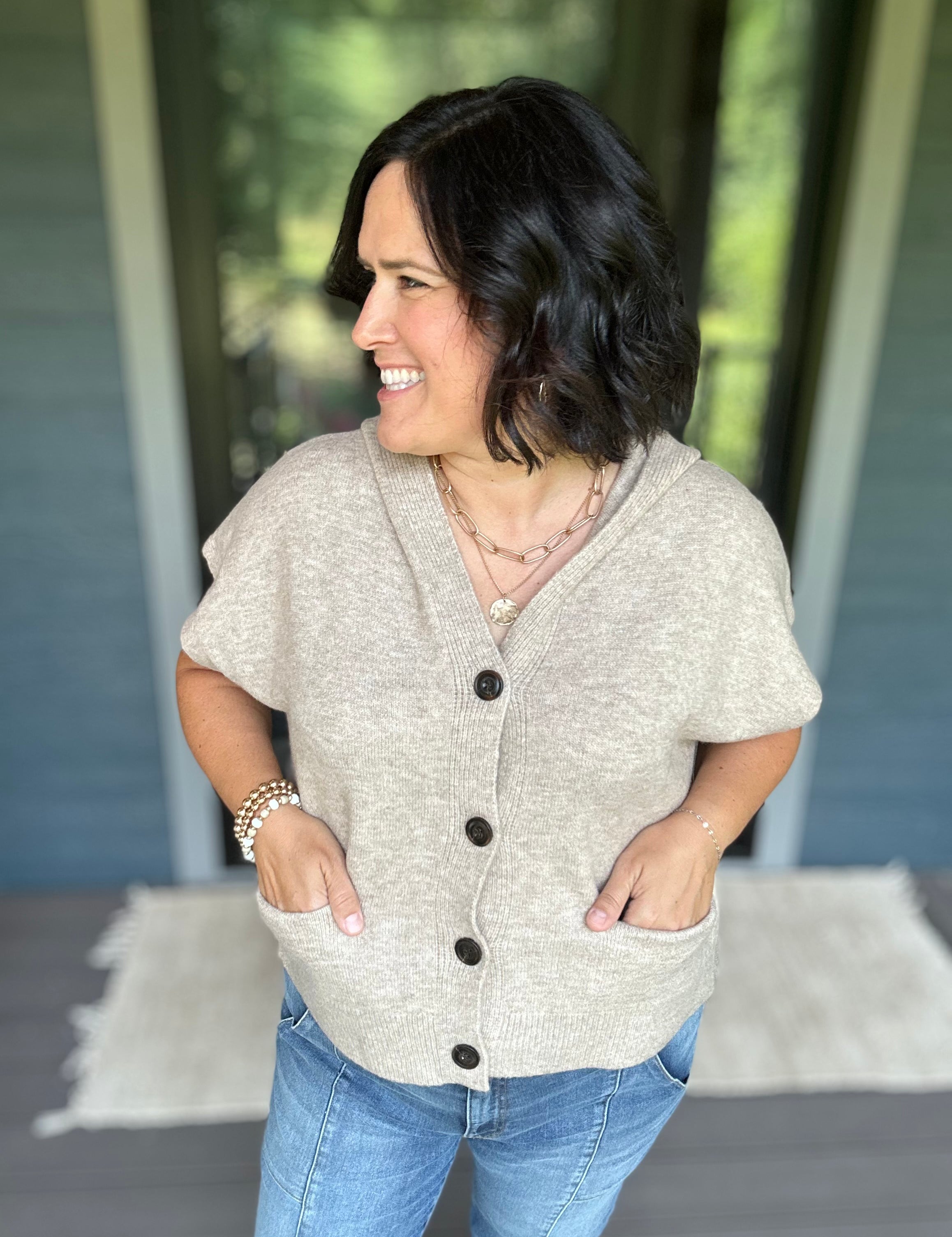 Oatmeal Hoodie Cardigan Sweater Tops- Cardigans STACCATO