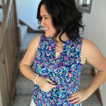 Royal Blue Multi Lizzy Top Tops- Blouses DEAR SCARLETT