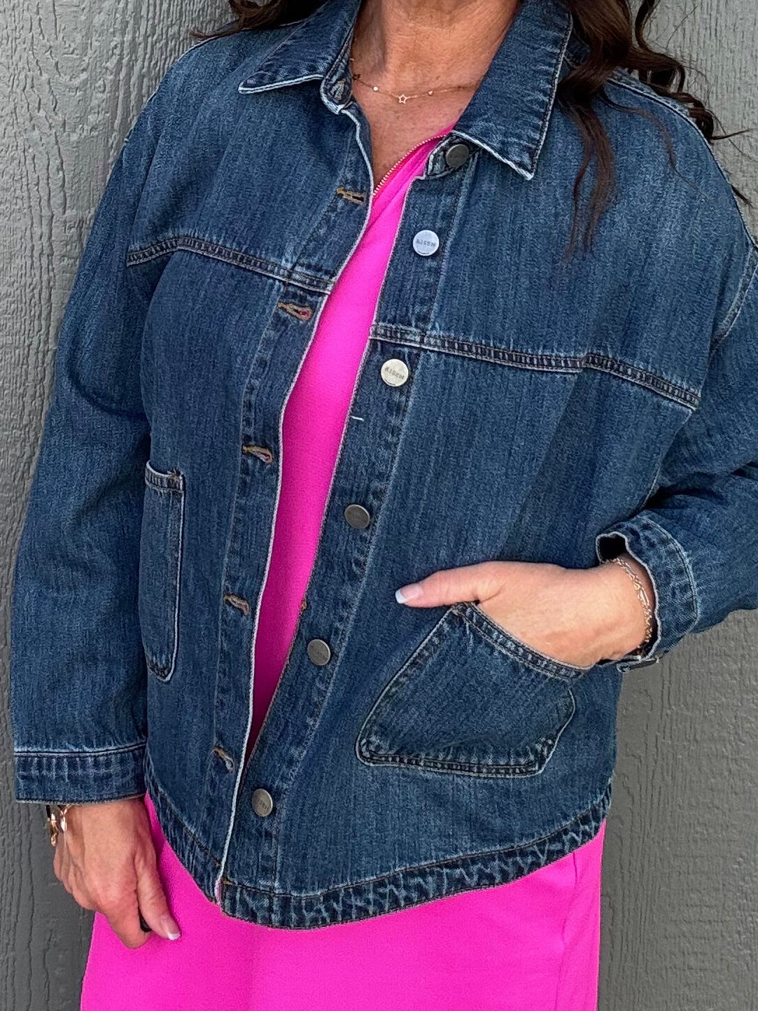 Relaxed Fit Denim Jacket Outerwear- Jackets RISEN