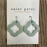 Washed Teal Clover Earrings