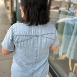 Light Denim Short Sleeve Tencel Denim Shirt Tops - Button Ups DOE & RAE