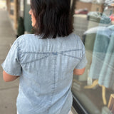 Light Denim Short Sleeve Tencel Denim Shirt Tops - Button Ups DOE & RAE