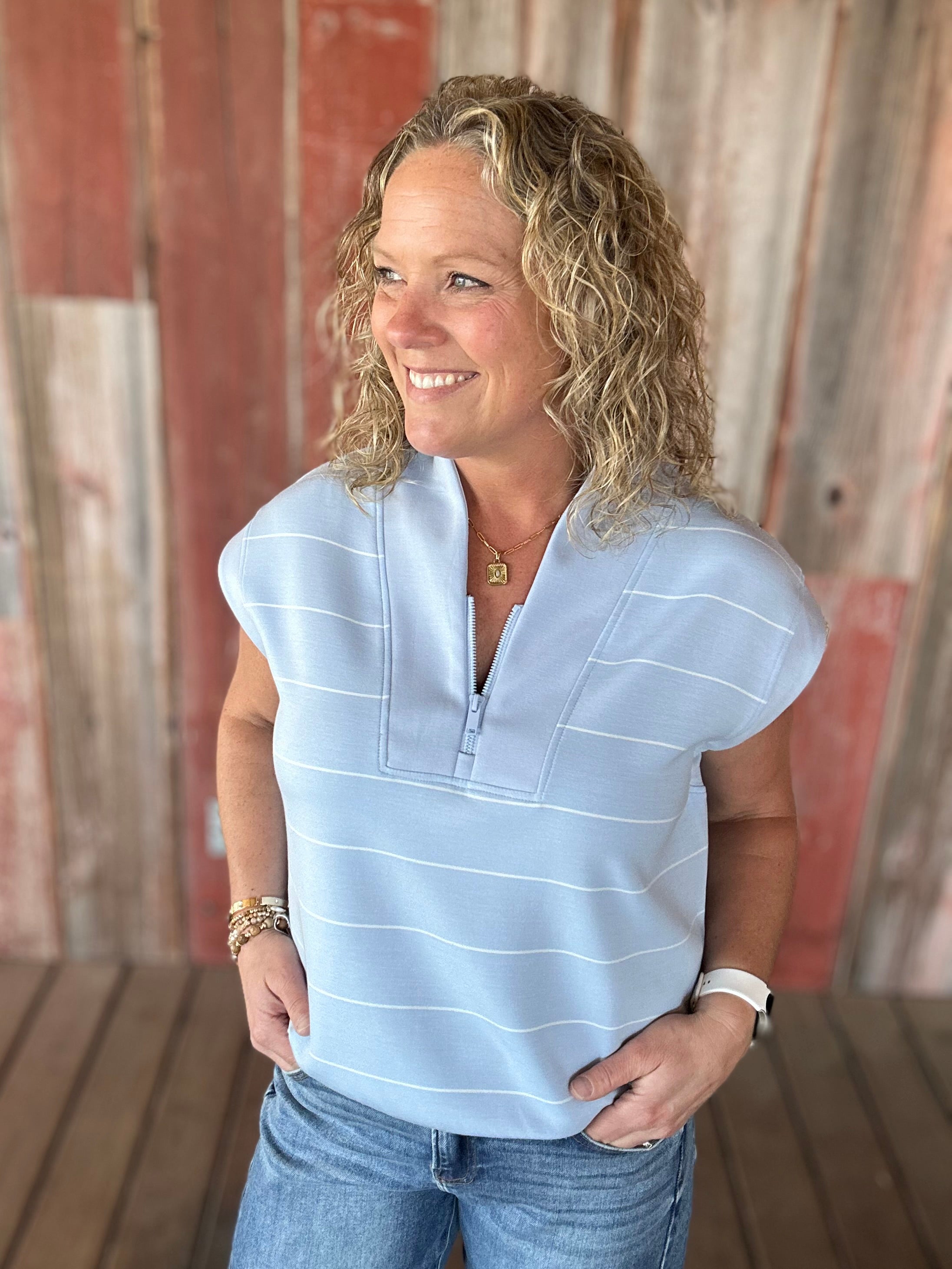 Frost Striped Modal Sleeveless Top Tops- Tanks RAE MODE