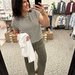 Olive Elastic Waist Wide Leg Pant Bottoms - Pants GILLI