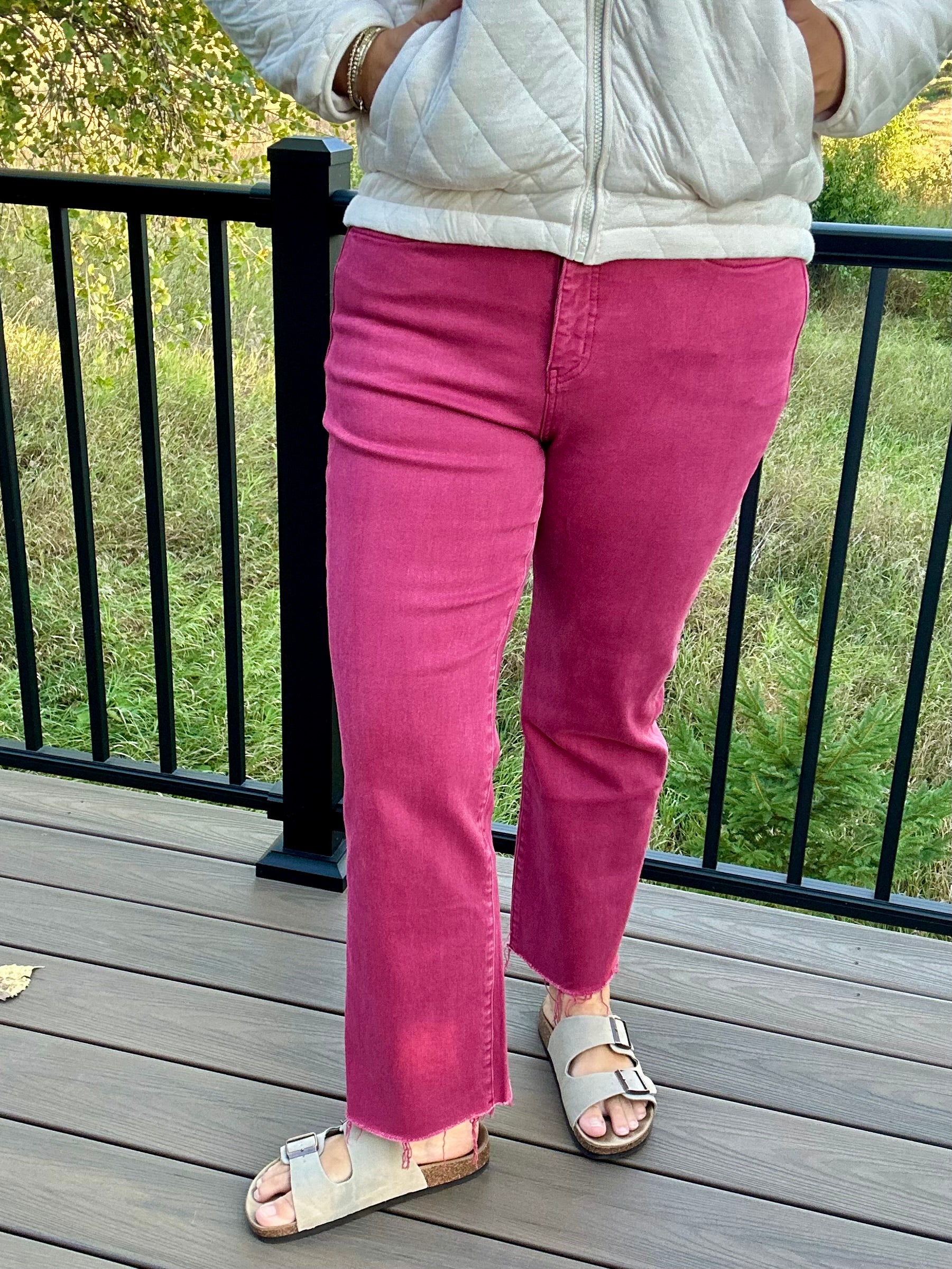 Buccaneer Fab Ab Tummy Control Raw Hem Jeans-MICA Bottoms - Pants MICA