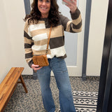 Taupe Brown Block Stripe Sweater