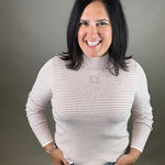 Ivory/Copper Pinstripe Mock Neck Sweater Top - Sweater STACCATO