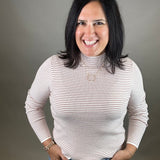 Ivory/Copper Pinstripe Mock Neck Sweater Top - Sweater STACCATO