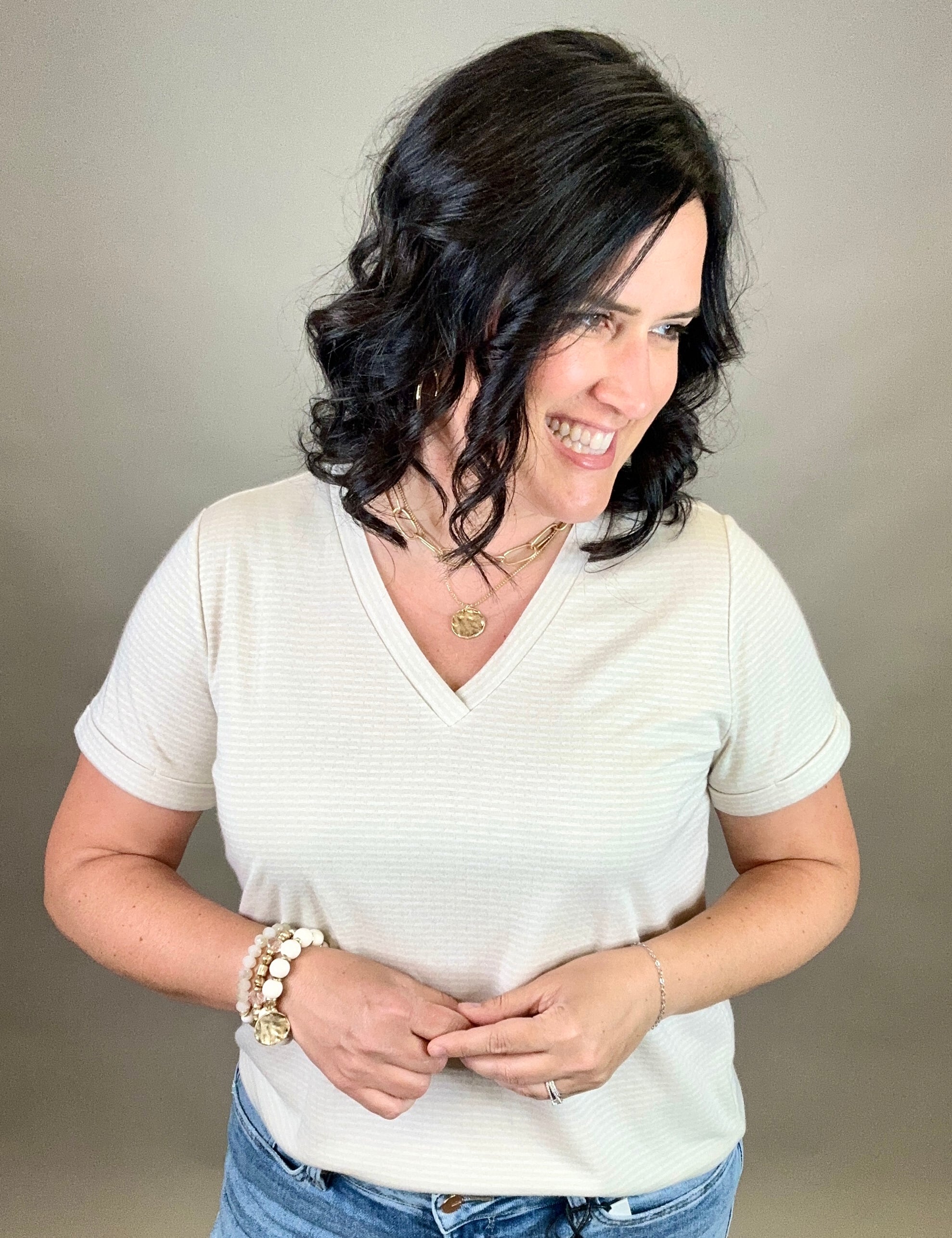 Oat Two Tone Tee Top - Tee DOE & RAE