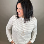 Taupe Striped Raglan Sweater Top - Sweater STACCATO