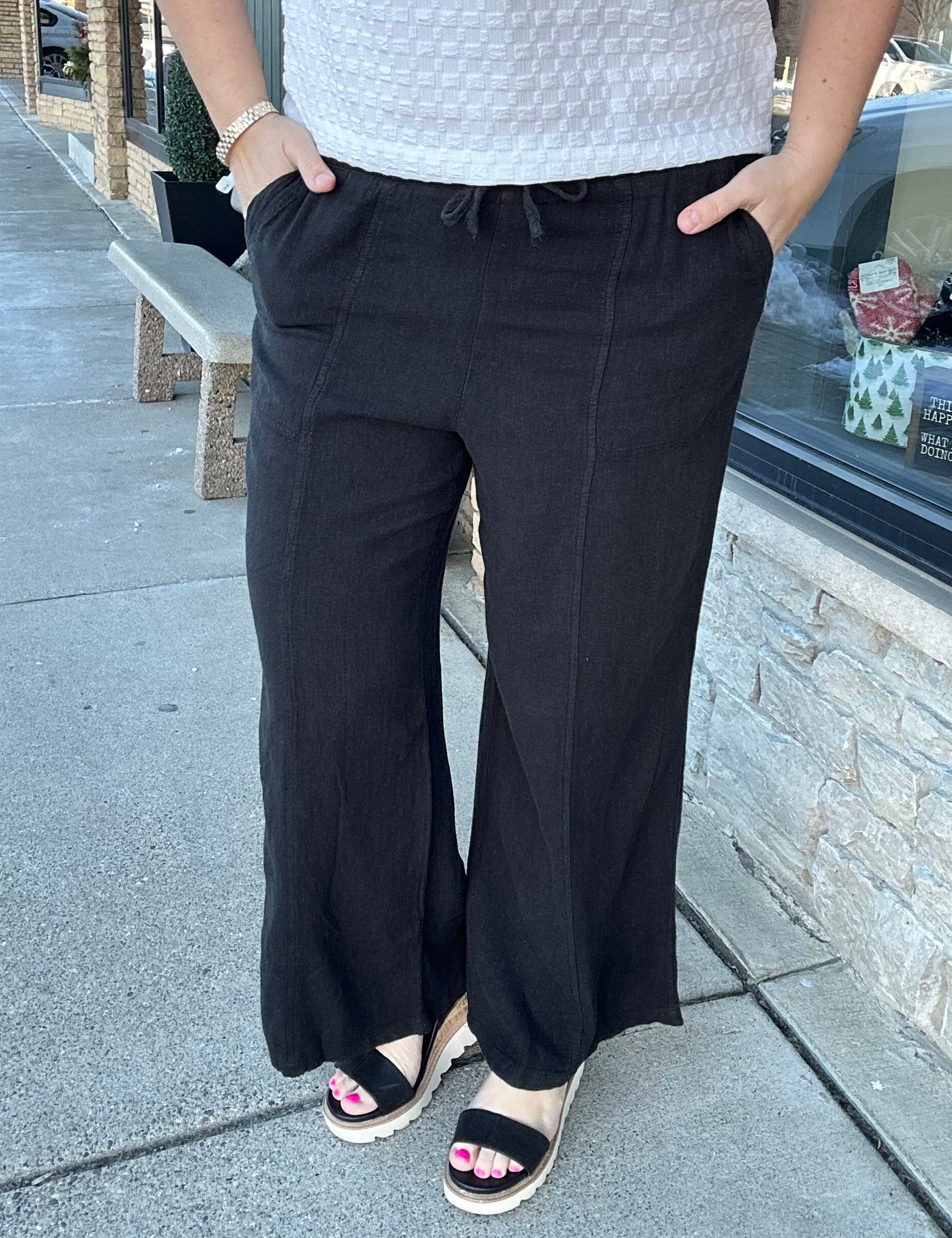 Black Solana Pants Bottom- Pants THREAD & SUPPLY