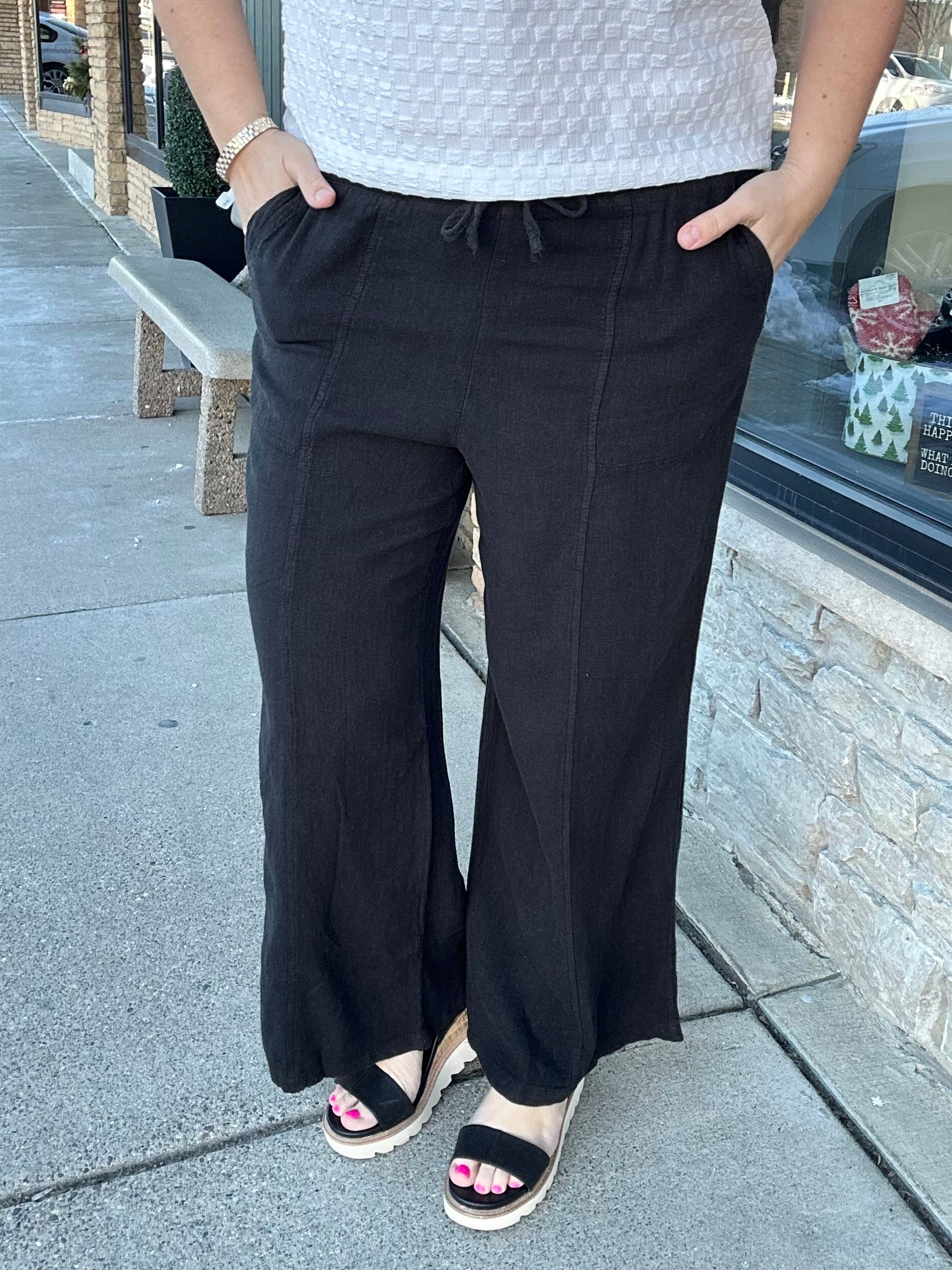Black Solana Pants Bottom- Pants THREAD & SUPPLY