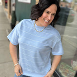 Frost Striped Crew Neck Top Top - Tee RAE MODE
