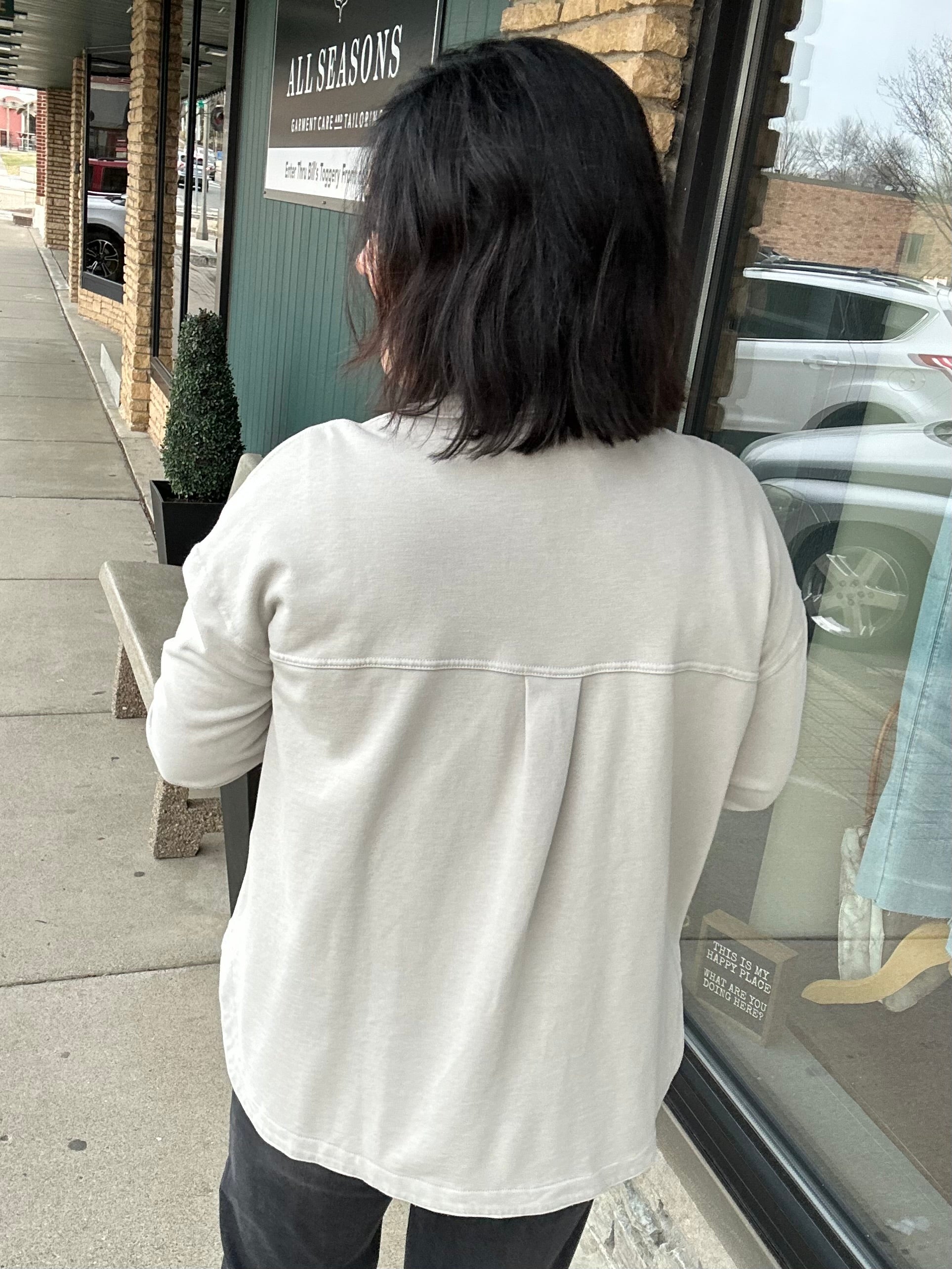 Grey Washed Soft Button Up Outerwear- Jackets PANACHE