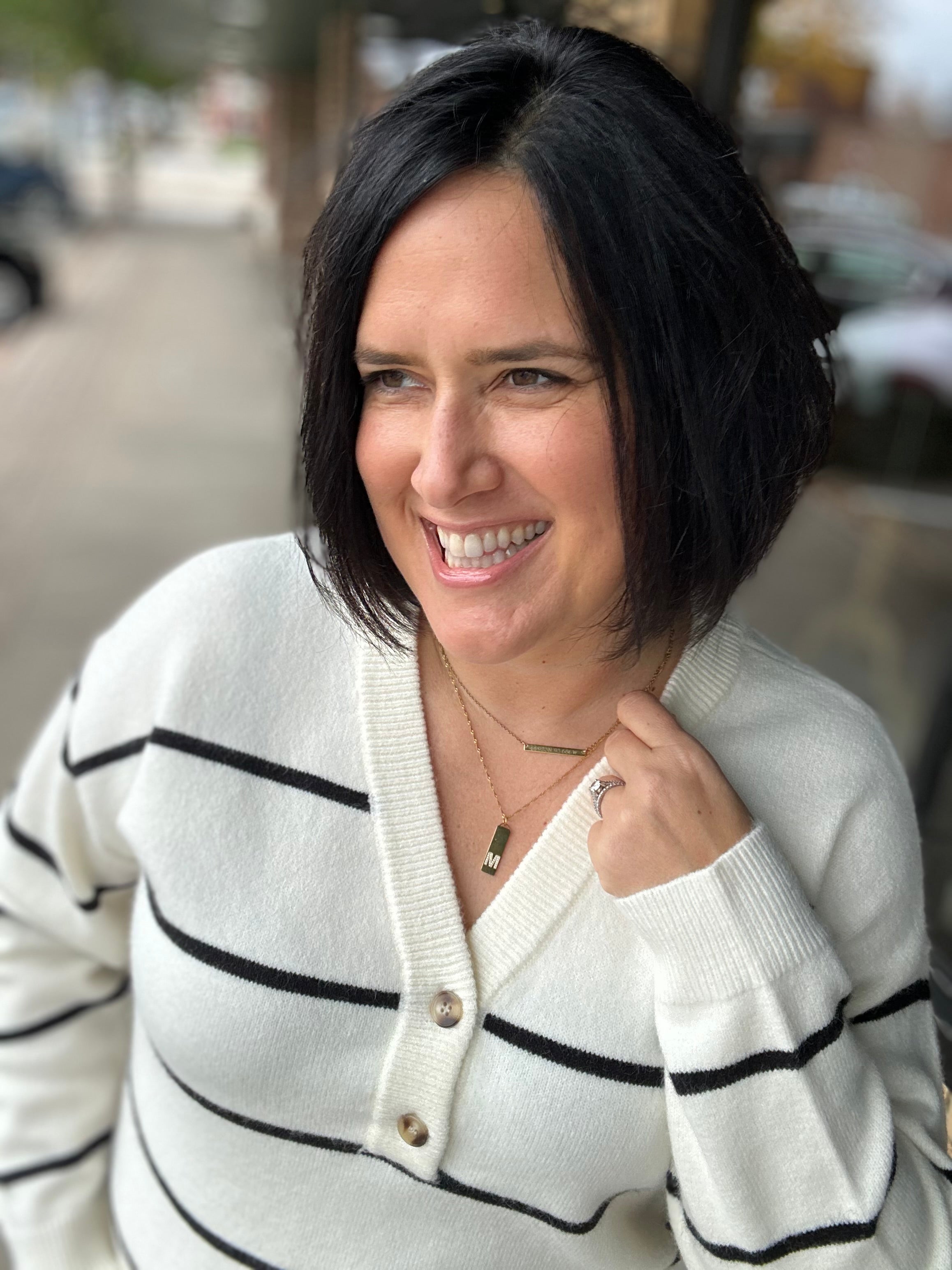 Ivory Black Stripe Brianna Sweater Top - Sweater THREAD & SUPPLY