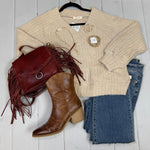 Beige Soft Knitted Pullover Top - Sweater DOE & RAE